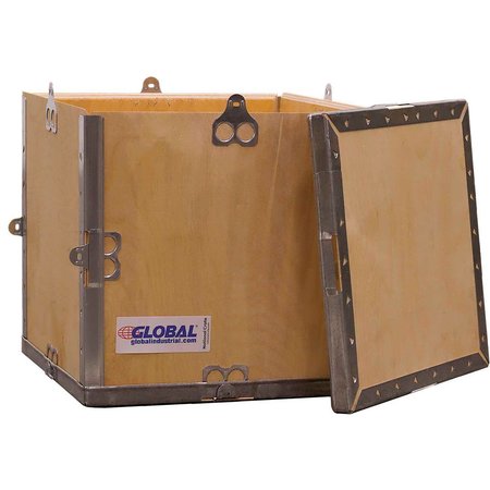 GLOBAL INDUSTRIAL 4 Panel Hinged Shipping Crate w/ Lid, 11-1/4L x 11-1/4W x 11-1/2H B2352229